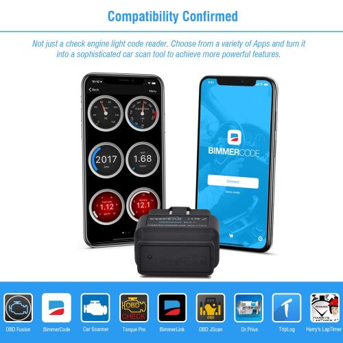  Veepeak OBDCheck BLE+ Bluetooth 4.0 OBD2 Scanner for iOS & Android, Car Diagnostic Code Reader Scan Tool for Universal OBDII/EOBD Vehicles