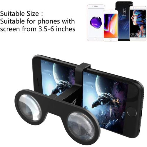  [아마존베스트]Updated VeeRMini VRGoggles - Foldable Virtual Reality 3D Viewer Glasses with HD Lens for Android and iOS Smartphones, Black