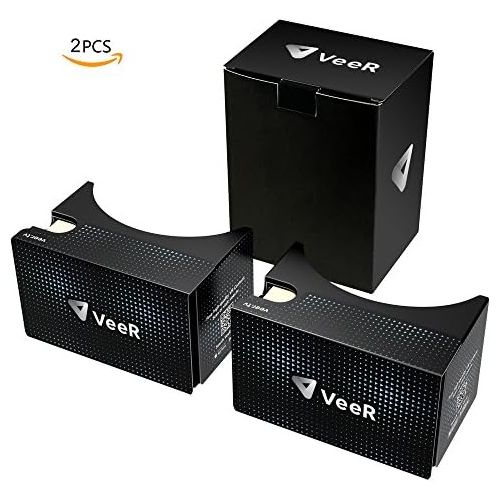  VeeR 3D Virtual Reality Headsets, VeeR Google Cardboard 2 Packs, with Head Strap, Forehead Pads, Nose Pads and VIP Membership Card, Perfect