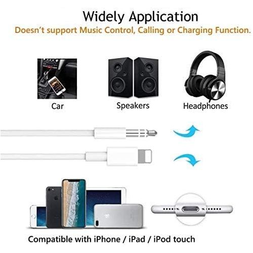  iPhone Aux Cord for Car, Apple MFi Certified Veetone Lightning to 3.5 mm Headphone Jack Adapter Male Aux Stereo Audio Cable Compatible with iPhone 13 13 Pro 12 11 SE 2020 XS XR X 8