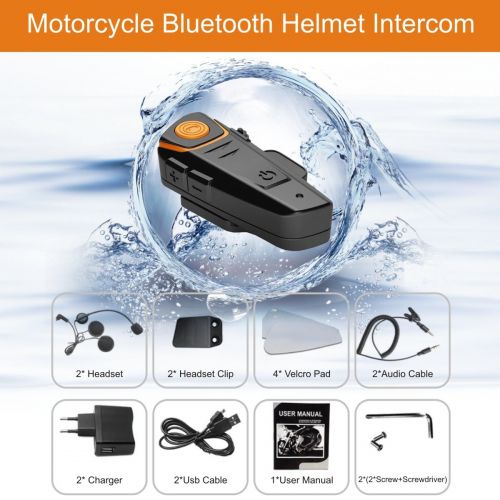  Bluetooth Motorcycle Helmet Headset Intercom, Veetop 1000M Water Resistant 2 or 3 Riders Bluetooth Motorcycle Motorbike Communication System for GPS/Walkie-Talkie, Hands Free & FM