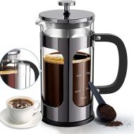 Veken French Press Plunger Coffee Maker Cafetiere, Double Wall Heat Resistant Borosilicate Glass Coffee Press,Cold Brew Coffee Pot for Kitchen and Gifts, Dishwasher Safe, Dark Pewter (27 Ounce/800 ml)