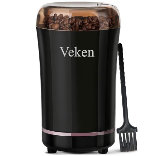  Veken Coffee Grinder Electric Spice & Nut Grinder with Stainless Steel Blade, Detachable Power Cord Coffee Bean Grinder for Coffee Grounds, Grains, 12 Cups (black)