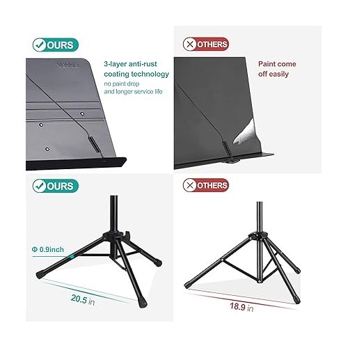  Vekkia Sheet Music Stand-Professional Portable Music Stand with Carrying Bag,Folding Adjustable Music Holder,Super Sturdy suitable for Instrumental Performance & Band & Travel