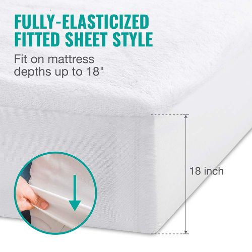  [아마존 핫딜] [아마존핫딜]Vekkia California King Mattress Protector Waterproof Cover Bed - Soft Cotton Terry Surface Fabric, Breathable, Quiet, Hypoallergenic. Pet & Fluids Proof. Safe Sleep for Adults & Ki