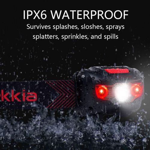  VEKKIA Ultra Bright LED Headlamp - 5 Lighting Modes, White & Red LEDs, Adjustable Strap, IPX6 Water Resistant. Great for Running, Camping, Hiking & More. Batteries Included