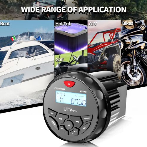  Velex Boat Bluetooth Marine Stereo Radio Boat Radio AM FM Tuner Bluetooth Streaming Music Digital Media on Boats Golf Cart ATV UTV and Spa Hot Tubs