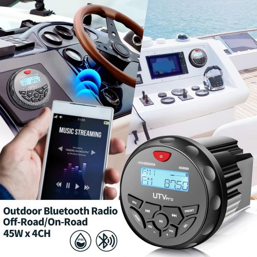  Velex Boat Bluetooth Marine Stereo Radio Boat Radio AM FM Tuner Bluetooth Streaming Music Digital Media on Boats Golf Cart ATV UTV and Spa Hot Tubs