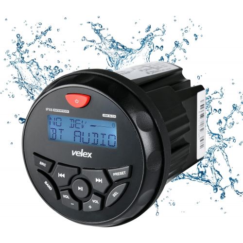  Velex Boat Bluetooth Marine Stereo Radio Boat Radio AM FM Tuner Bluetooth Streaming Music Digital Media on Boats Golf Cart ATV UTV and Spa Hot Tubs