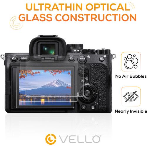  Vello LCD Screen Protector Ultra II for Sony Alpha a7 IV, a7CR, a7C II, a6700, ZV-E1, FUJIFILM X70, X-T3, Panasonic Lumix S5 IIX, Lumix S5 II, or Lumix S5 Camera