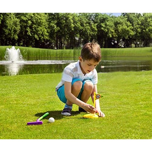  [아마존베스트]Velocity Toys Golf Master Sport Childrens Kids Toy Golf Play Set w/ 3 Balls, 3 Clubs, 2 Practice Holes, 2 Flags