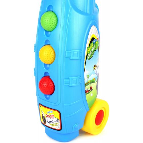  [아마존베스트]Velocity Toys Golf Master Sport Childrens Kids Toy Golf Play Set w/ 3 Balls, 3 Clubs, 2 Practice Holes, 2 Flags