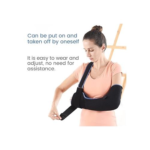  Velpeau Arm Sling Shoulder Immobilizer - Rotator Cuff Support Brace - Comfortable Medical Sling for Shoulder Injury, Left and Right Arm, Men and Women, for Broken,Dislocated,Fracture, Strain (X-Large)