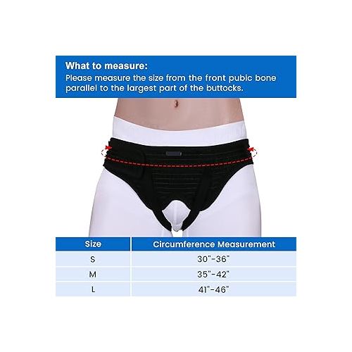  VELPEAU Hernia Belt Truss for Men and Women - Hernia Support Brace for Single/Double Inguinal or Sports Hernia, 2 Removable Compression Pads & Adjustable Groin Straps(Medium, Hip Circumference 35-42