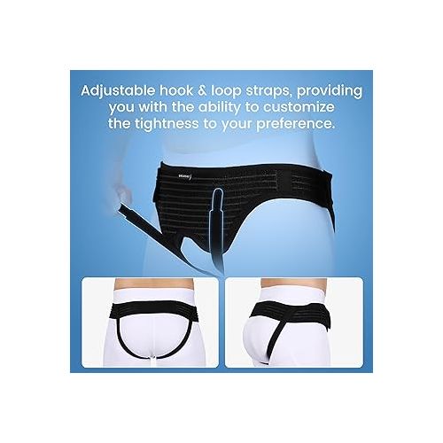  VELPEAU Hernia Belt Truss for Men and Women - Hernia Support Brace for Single/Double Inguinal or Sports Hernia, 2 Removable Compression Pads & Adjustable Groin Straps(Medium, Hip Circumference 35-42