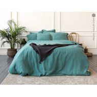 VelvetValley Linen teal blue duvet cover- US DoubleFull size stone washed linen dusty sea blue duvet cover - Double size duvet- linen duvet cover