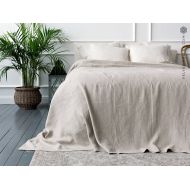 VelvetValley Linen bedspread-linen quilt- softened linen bed cover-queen king size quilt-Pre washed not bleached linen coverlet-Softened linen throw