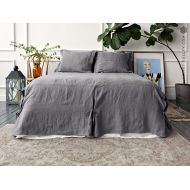VelvetValley Linen bed skirt - Softened linen bedspread- Stonewashed linen bed skirt- Softened linen bed valance- Linen coverlet
