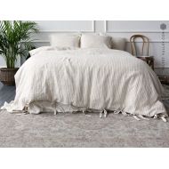 VelvetValley Pinstripe bedding- comforter cover- striped linen duvet- stone washed linen doona cover -Pinstriped duvet cover-Doona cover