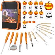 [아마존베스트]Vemake Pumpkin Carving Kit - Heavy Duty Stainless Steel Pumpkin Carving Knives,Pumpkin Carving Tools Set for Kids,Adults with Stencils,LED Candles,Spiders(Orange-handled)