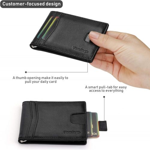  [아마존 핫딜] Vemingo Minimalist Slim Wallets for Men Genuine Leather Bifold Wallet with Money Clip RFID Blocking Front Pocket Wallet