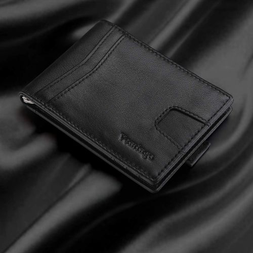  [아마존 핫딜] Vemingo Minimalist Slim Wallets for Men Genuine Leather Bifold Wallet with Money Clip RFID Blocking Front Pocket Wallet