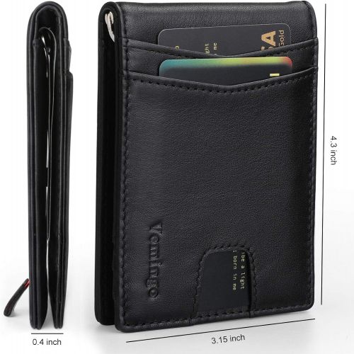  [아마존 핫딜] Vemingo Minimalist Slim Wallets for Men Genuine Leather Bifold Wallet with Money Clip RFID Blocking Front Pocket Wallet