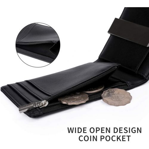  [아마존 핫딜]  [아마존핫딜]Vemingo Herren Geldbeutel Geldboerse mit Geldklammer & Muenzfach | RFID Blocker Kreditkartenetui Karten Portemonnaie | Duenne Brieftasche Portmonee fuer Manner XB-036 Schwarz