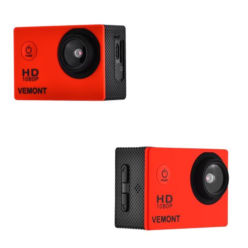  Vemont 1080p 12MP Action Kamera Full HD 2,0 Zoll Bildschirm 30m/98 Fuss Wasserdichte Sports Kamera mit Zubehoer Kits fuer Fahrrad Motorrad Tauchen Schwimmen usw (Schwarz)