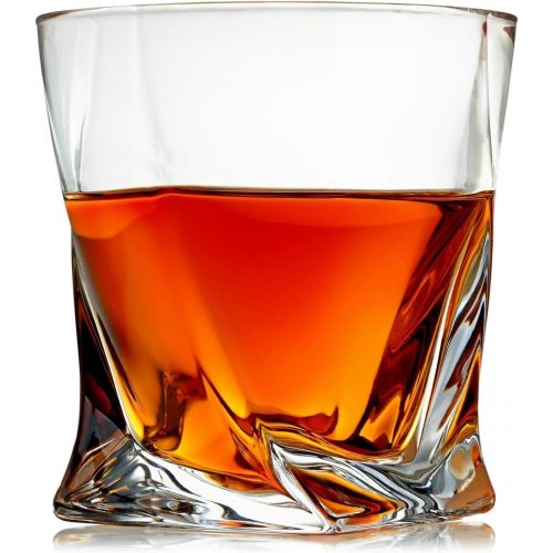  [아마존베스트]Venero London Venero Crystal Whiskey Glasses, Set of 4 Rocks Glasses in Gift Box - Lowball Bar Glasses for Drinking Bourbon, Scotch Whisky, Cocktails, Cognac - Old Fashioned Cocktail Tumblers