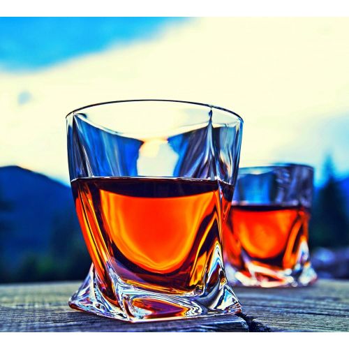  [아마존베스트]Venero London Venero Crystal Whiskey Glasses, Set of 4 Rocks Glasses in Gift Box - Lowball Bar Glasses for Drinking Bourbon, Scotch Whisky, Cocktails, Cognac - Old Fashioned Cocktail Tumblers