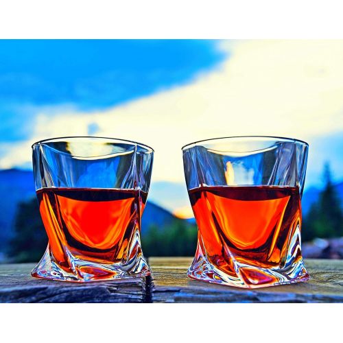  [아마존베스트]Venero London Venero Crystal Whiskey Glasses, Set of 4 Rocks Glasses in Gift Box - Lowball Bar Glasses for Drinking Bourbon, Scotch Whisky, Cocktails, Cognac - Old Fashioned Cocktail Tumblers