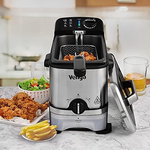  Venga! VG FT 1012 Deep Fryer with Oil Filter Function 2000 Stainless Steel Enamel 3 Litres Black