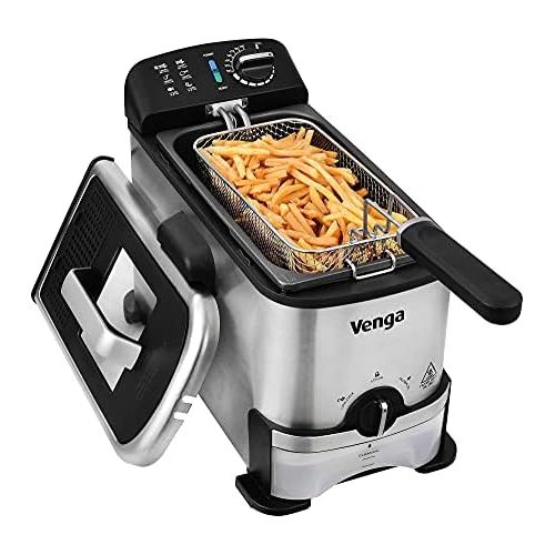  Venga! VG FT 1012 Deep Fryer with Oil Filter Function 2000 Stainless Steel Enamel 3 Litres Black