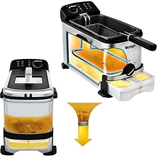  Venga! VG FT 1012 Deep Fryer with Oil Filter Function 2000 Stainless Steel Enamel 3 Litres Black