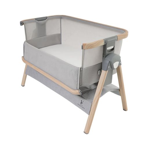  California Dreaming Bedside Crib by VENICE CHILD - Bassinet w/Travel Case, Bamboo Bassinet Sheet, Removable Bamboo Compressed Cotton Mattress, Height Adjustable, Easy Clean - Grey