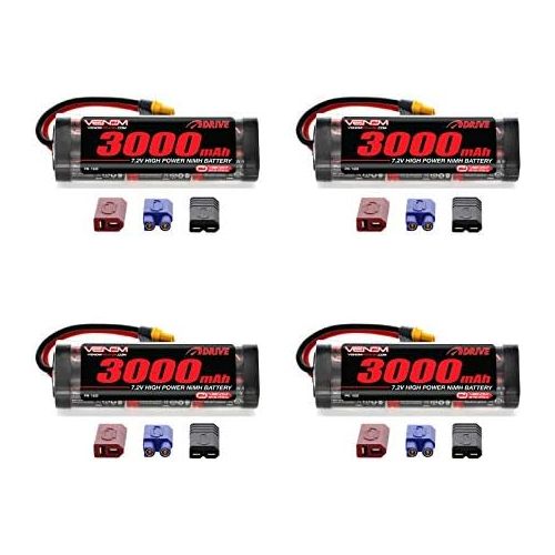  Venom RC Venom 7.2V 3000mAh 6-Cell NiMH Battery with Universal Plug (EC3DeansTraxxasTamiya) x4 Packs