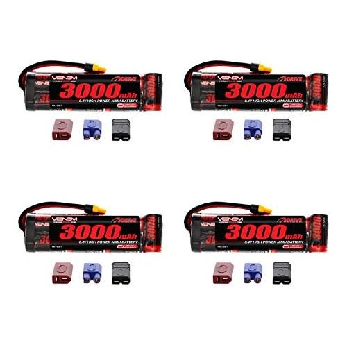  Venom RC Venom 8.4V 3000mAh 7-Cell NiMH Battery Flat with Universal Plug (EC3DeansTraxxasTamiya) x4 Packs