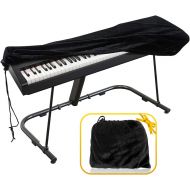 [아마존베스트]Venrey Piano Keyboard Cover, Premium Stretchable Velvet Digital Piano Dust Cover with Storage Bag, Compatible with Most 61-76 Key Models Electronic Keyboard, Digital Piano - Black