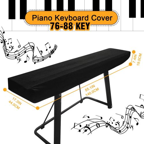  [아마존베스트]Venrey Piano Keyboard Cover, Premium Stretchable Velvet Digital Piano Dust Cover with Storage Bag, Compatible with Most 61-76 Key Models Electronic Keyboard, Digital Piano - Black