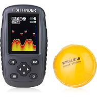 Portable Rechargeable Fish Finder Wireless Sonar Sensor Fishfinder Depth Locator with Fish Size, Water Temperature, Bottom Contour, Color LCD Display