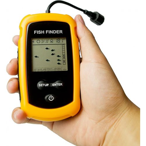  [아마존베스트]Venterior VT-FF001 Portable Fish Finder, Handheld Fishfinder Fish Depth Finder with Sonar Sensor Transducer and LCD Display