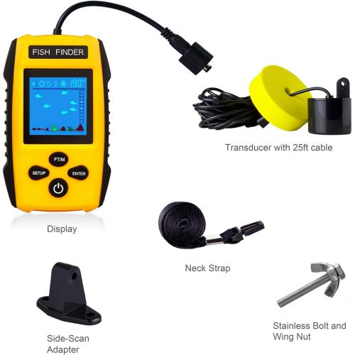  [아마존베스트]Venterior Handheld Fish Finder, Portable Fishfinder Fish Depth Finder with Sonar Sensor Transducer and LCD Display