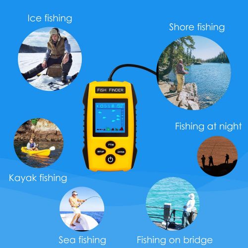  [아마존베스트]Venterior Handheld Fish Finder, Portable Fishfinder Fish Depth Finder with Sonar Sensor Transducer and LCD Display