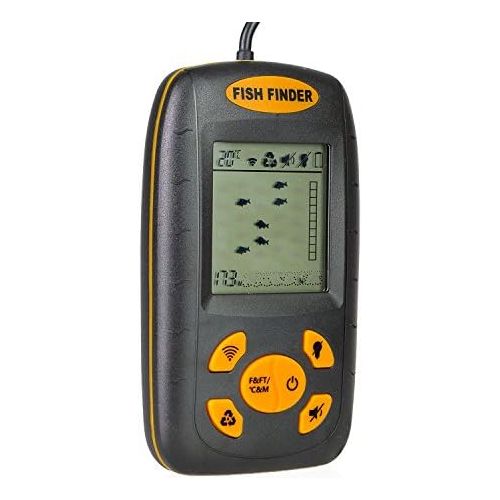  Venterior Portable Fish Finder, Water Depth & Temperature Fishfinder with Wired Sonar Sensor Transducer and LCD Display