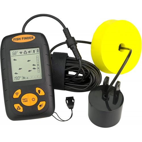  Venterior Portable Fish Finder, Water Depth & Temperature Fishfinder with Wired Sonar Sensor Transducer and LCD Display