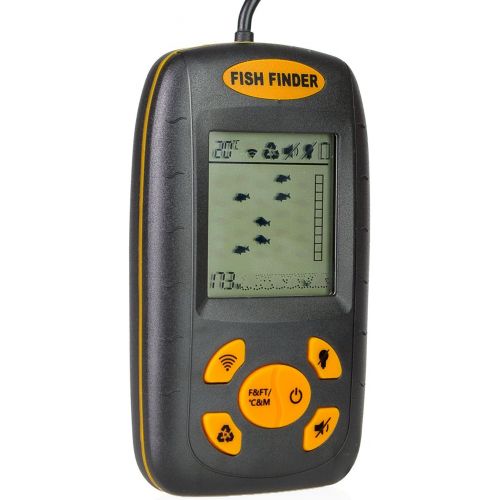  Venterior Portable Fish Finder, Water Depth & Temperature Fishfinder with Wired Sonar Sensor Transducer and LCD Display