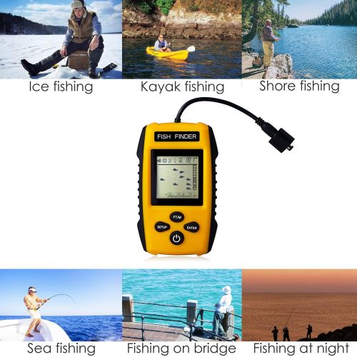  Venterior Portable Fish Finder, Handheld Fishfinder with Wired Sonar Sensor Transducer and LCD Display