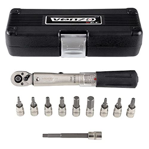  자전거 정비 공구 수리Venzo Bicycle Bike 1/4 Inch Driver - Torque Wrench Allen Key Tools Socket Set Kit 2-24Nm - Small Adjustable