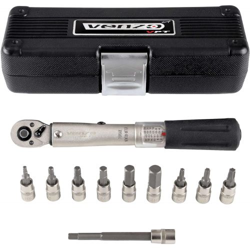  자전거 정비 공구 수리Venzo Bicycle Bike 1/4 Inch Driver - Torque Wrench Allen Key Tools Socket Set Kit 2-24Nm - Small Adjustable